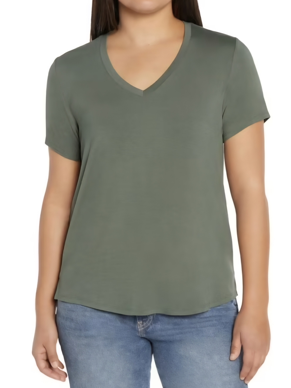 Everyday V-Neck Short Sleeve Top in Olive